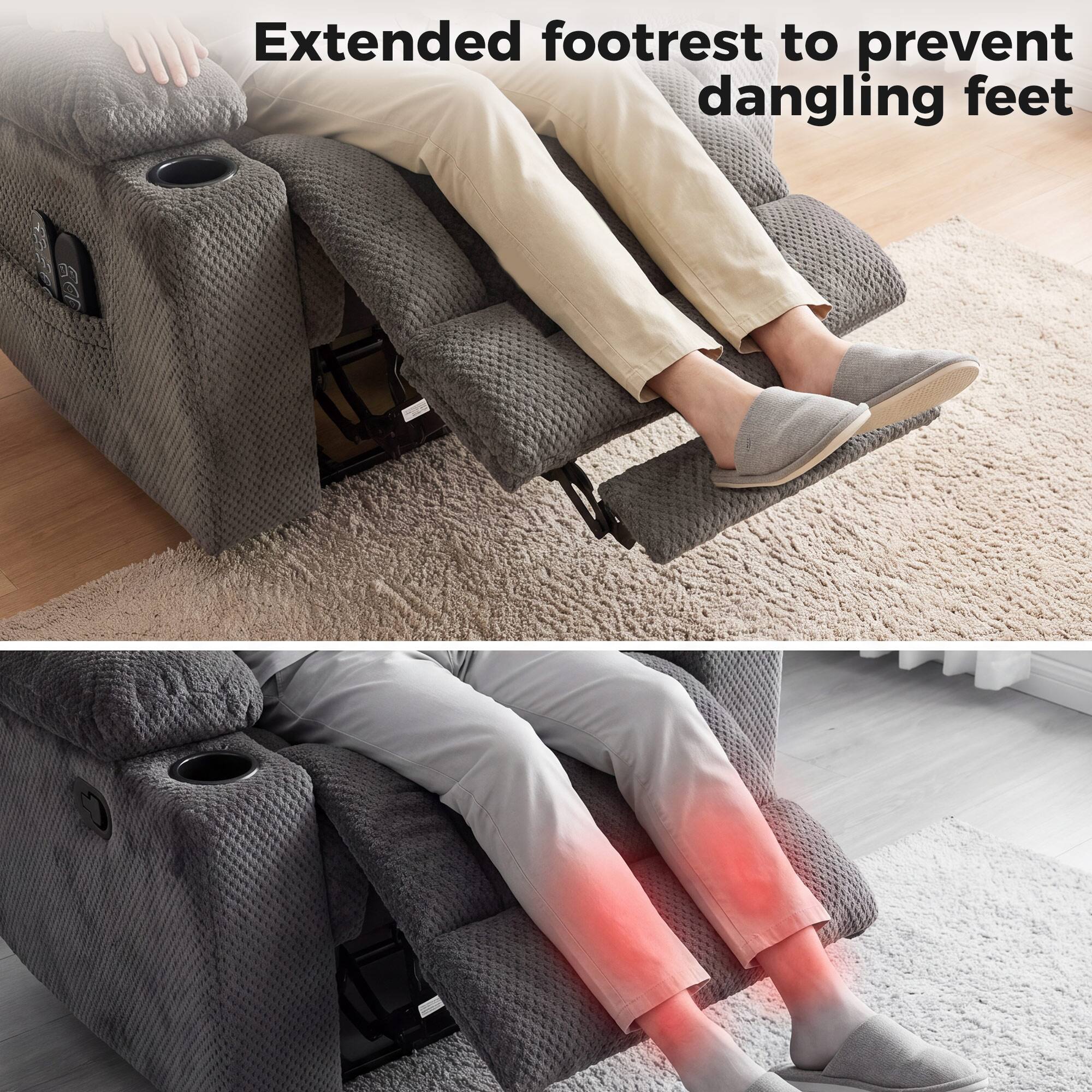 Extended footrest to prevent dangling feet