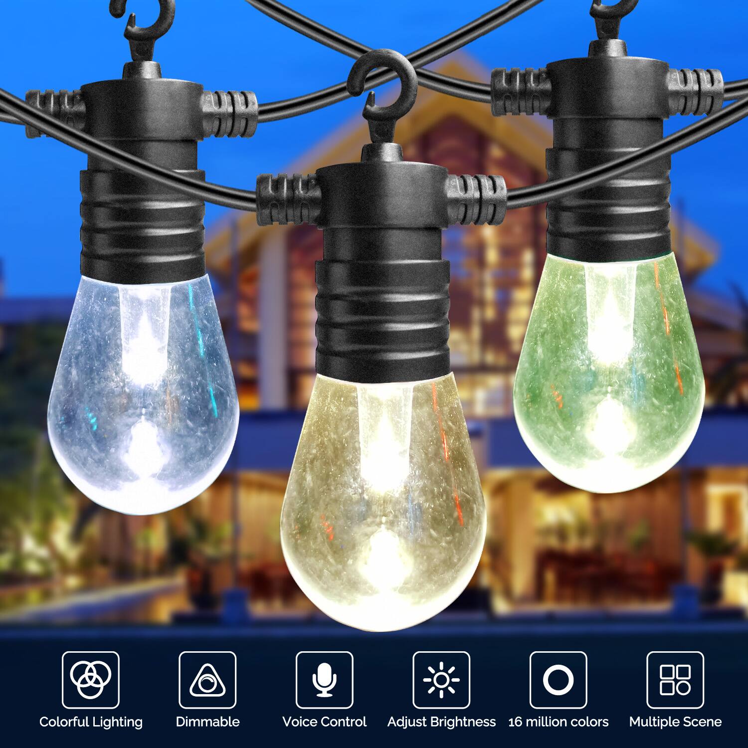 Colorful Lighting, Dimmable, Voice Control, Adjust Brightness, 16 million colors, Multiple Scene