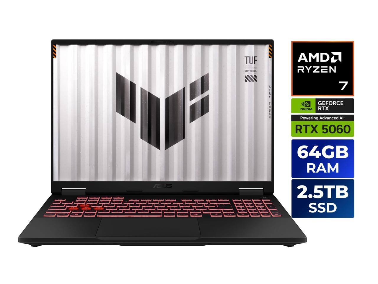ASUS - TUF A16 - RTX 5060 - Ryzen 7 260 - 64GB - 2.5TB SSD - 165Hz IPS - Gaming Laptop