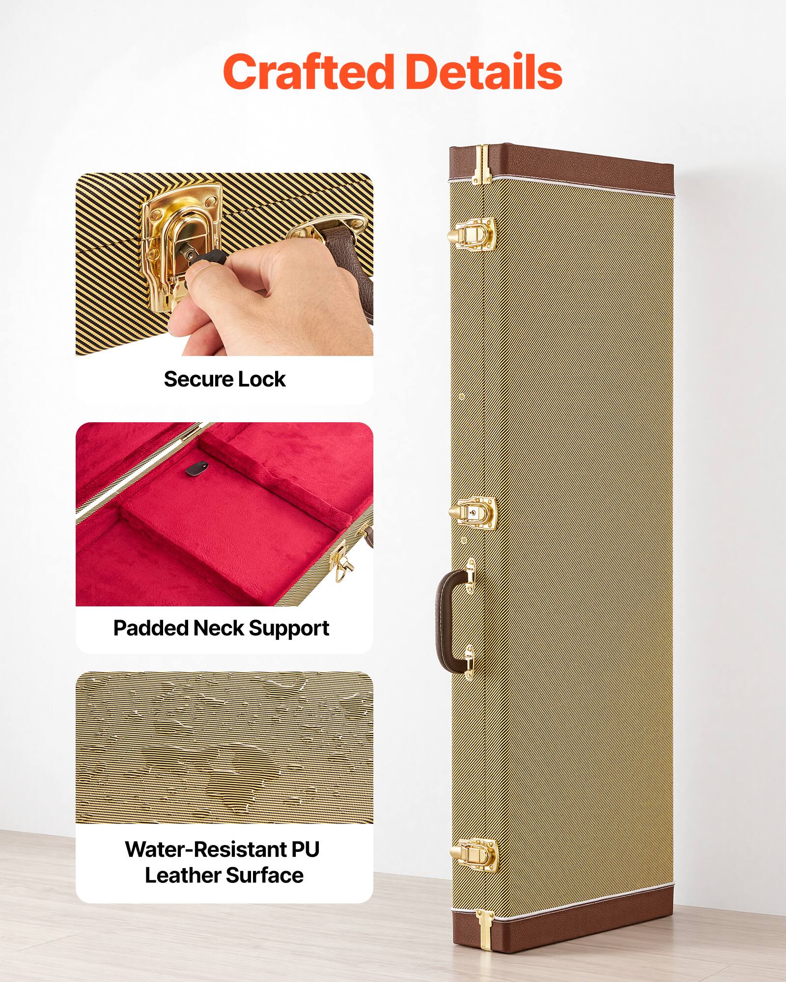 Crafted Details

Secure Lock

Padded Neck Support

Water-Resistant PU Leather Surface
