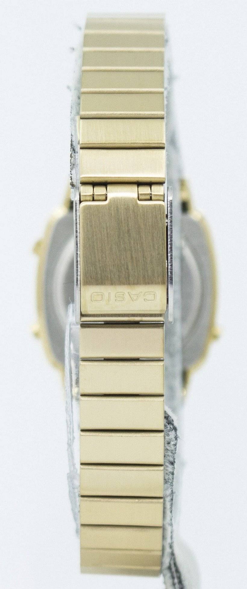 Left. Casio - Digital Stainless Steel Alarm Timer LA670WGA-1DF Women's Watch - Golden.
