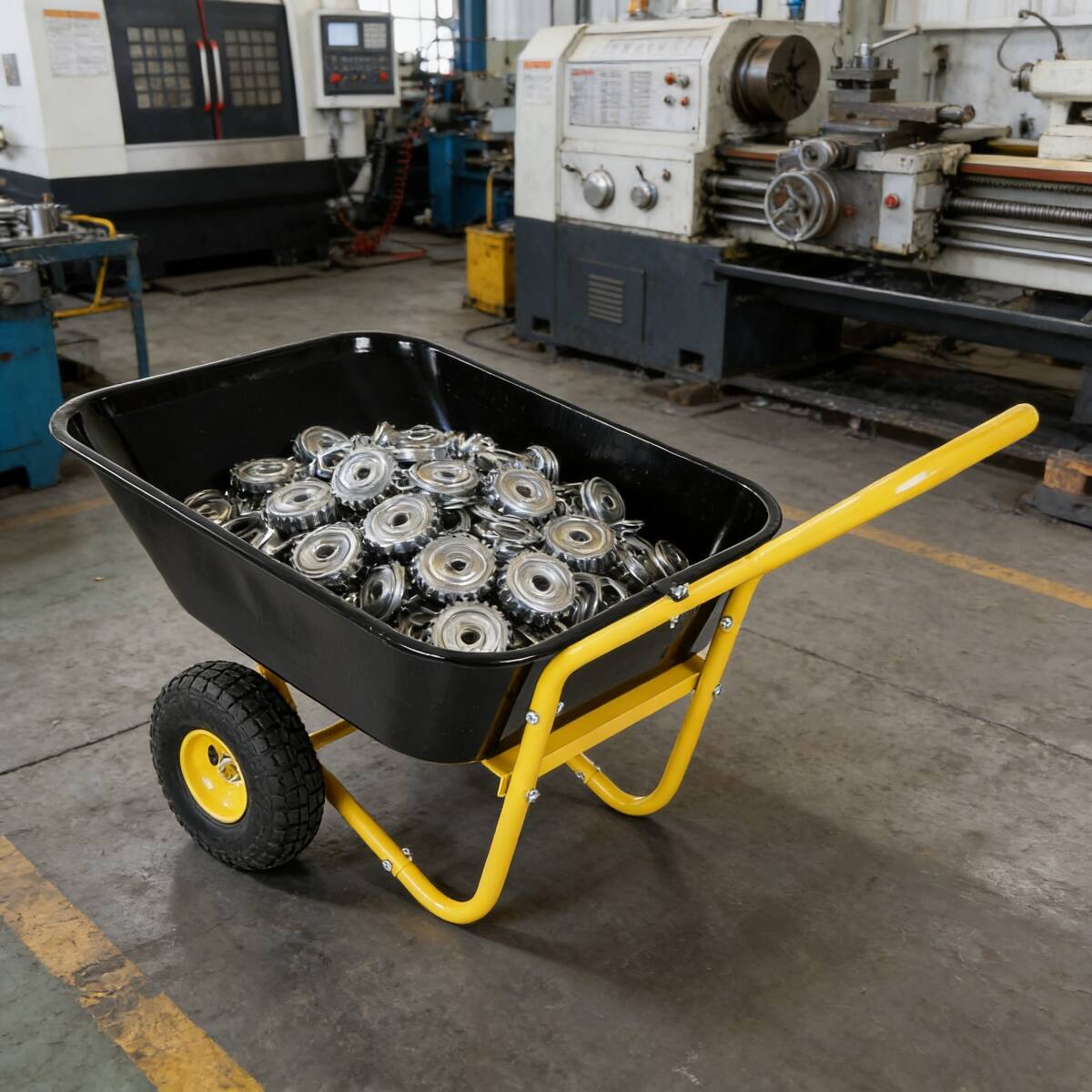 Alt View 10. Loheer - Loheer Two-Wheeled Garden Cart with 10-Inch Pneumatic Wheels Yellow/Black.
