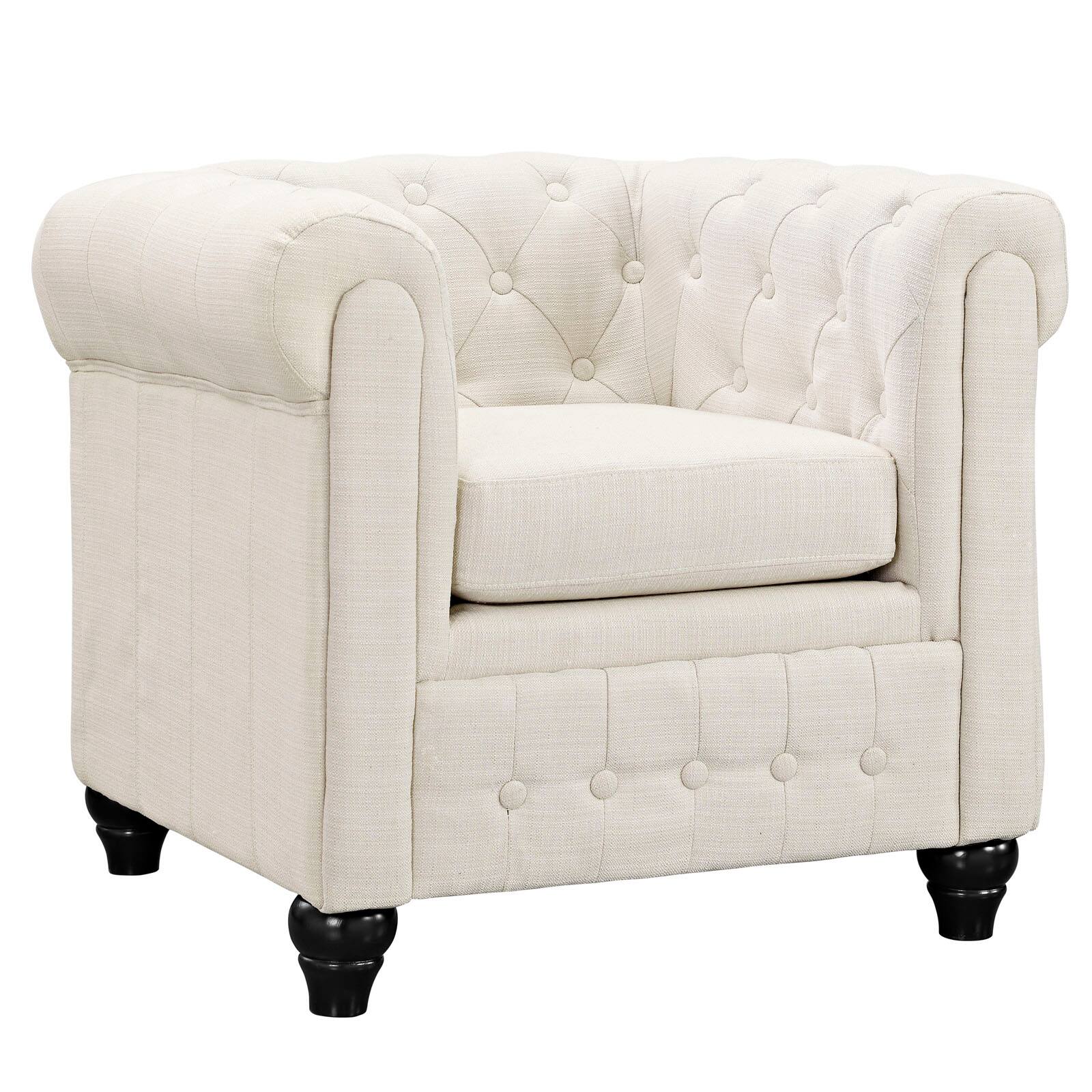 Angle. Modway - Earl Upholstered Fabric Armchair by Modway - Beige.