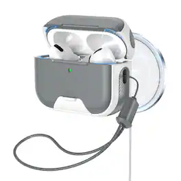 UUCOVER - Case for Apple AirPods 5 / AirPods 4 with Lanyard,Shockproof TPU+PC Armor Case Compatible with MagSafe Phone Stand Cover - White+Gray