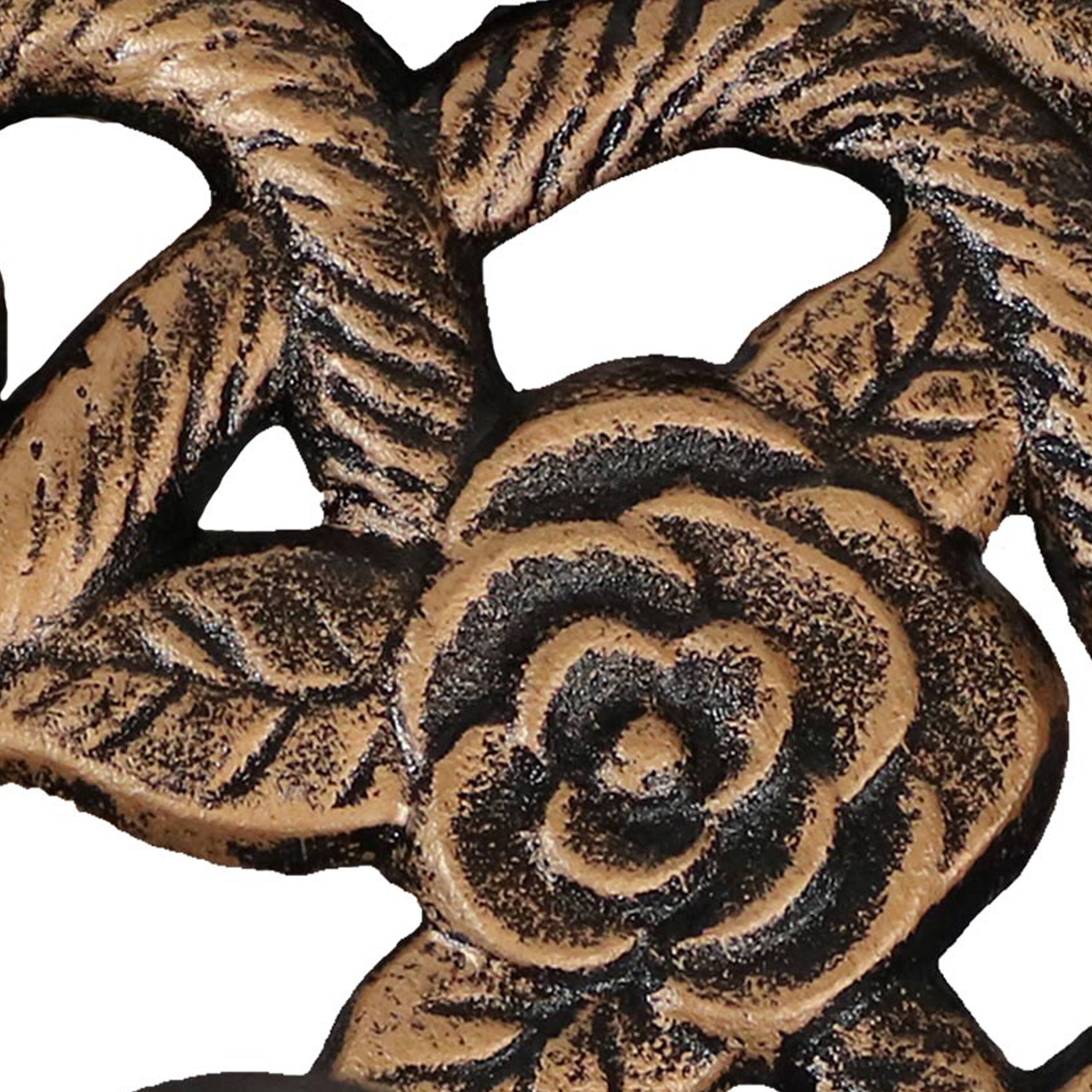 Alt View 4. Sunnydaze - 16 in Rose Blossom Cast Iron Round Patio Umbrella Base - Bronze.