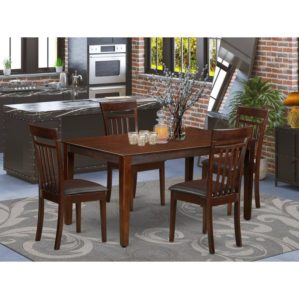 Alt View 3. East West Furniture - 5 Pc Dining room set for 4 set - Dining Table and 4 Dining Chairs - Brown.