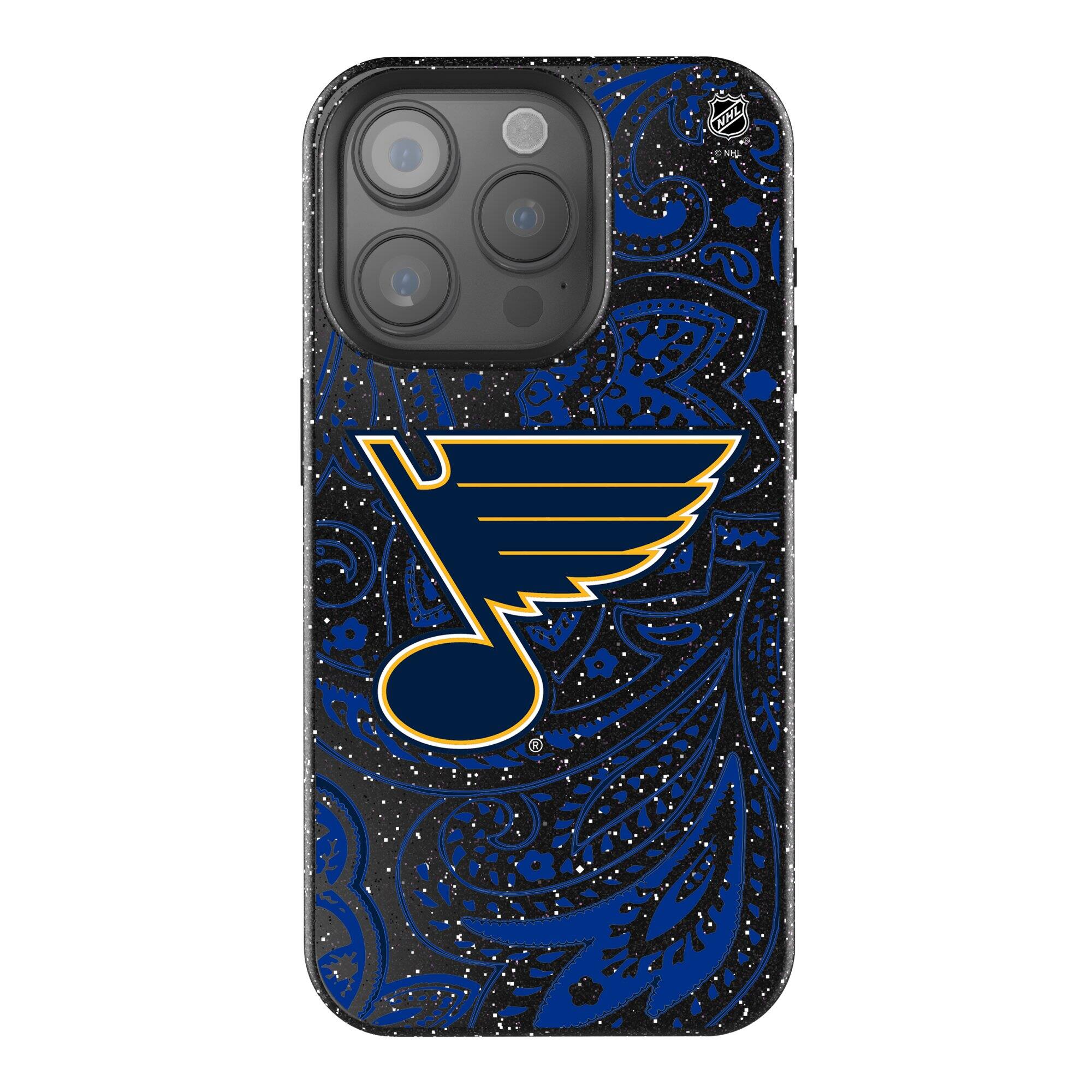Front. Keyscaper - Black St. Louis Blues Paisley Bling iPhone Case - Black.