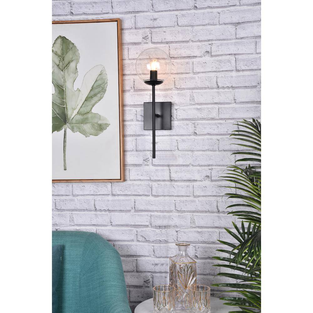 Living District - Neri 1 light glass wall sconce - Black And Clear price history on PriceWatchPro