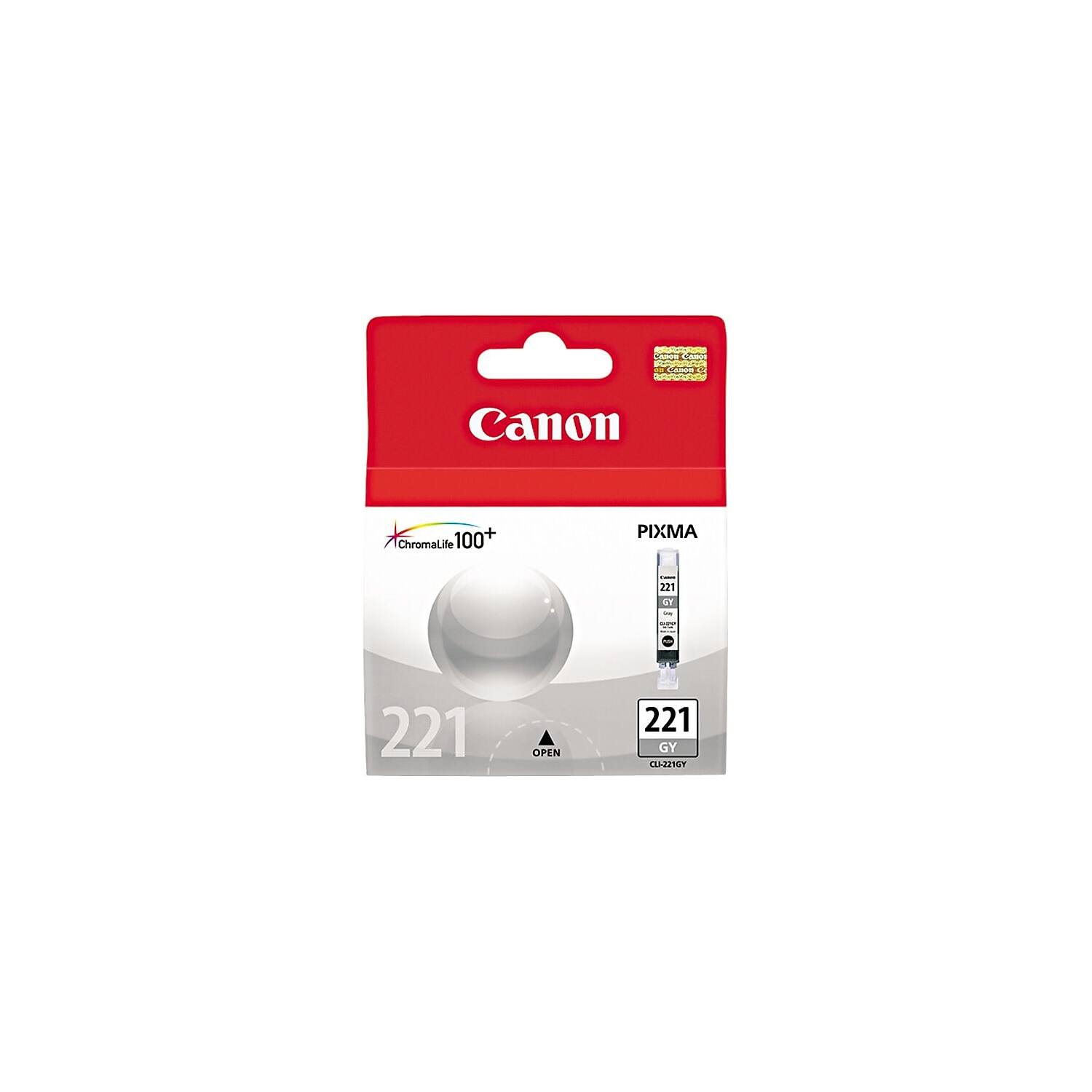 Canon ChromaLife 100+  
PIXMA  
221  
OPEN  
221 GY  
CL-221GY