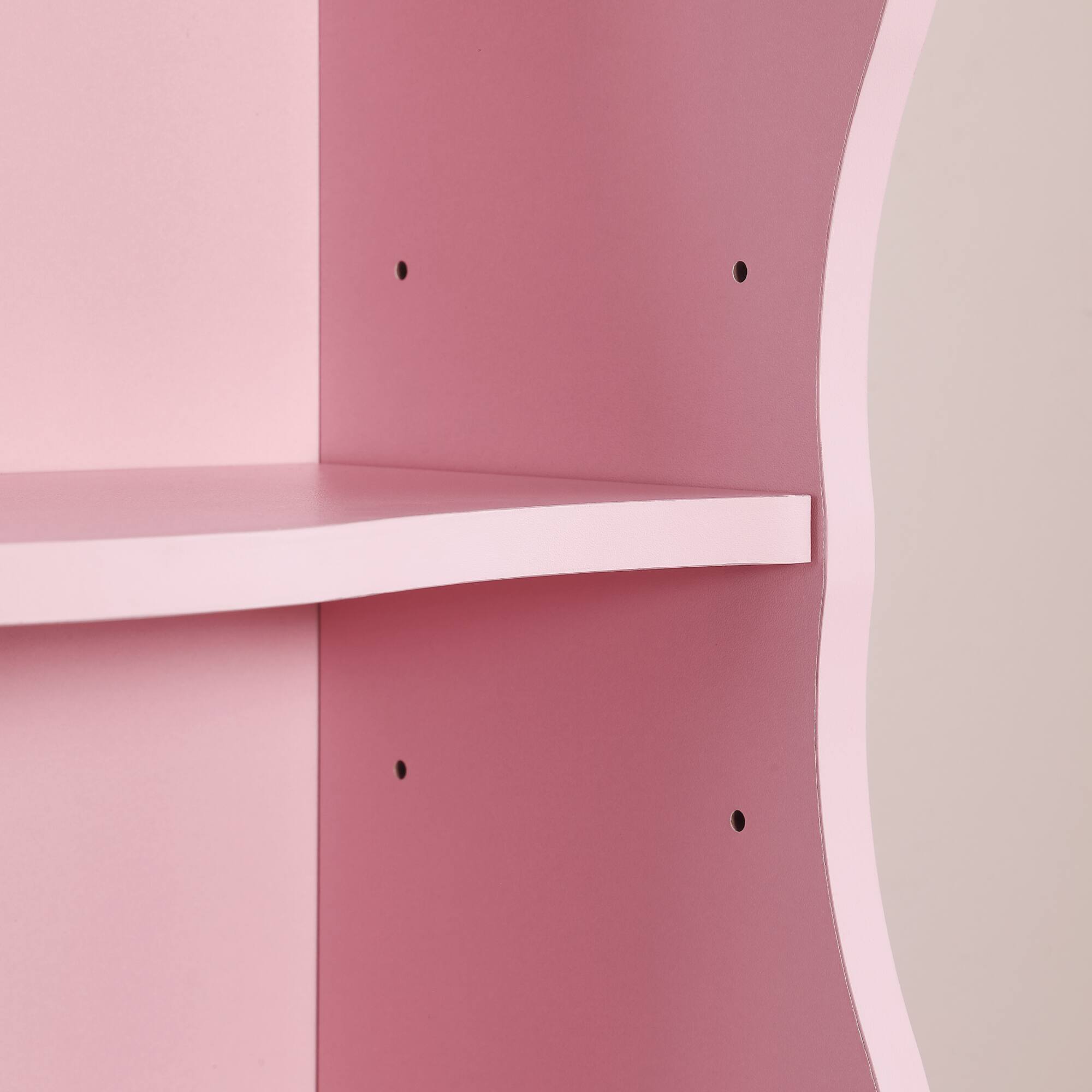 Alt View 5. GOODSILO - Ultra-Thin Adjustable Shelf Bookcase with Wavy Border Design for Home and Office Storage Solutions - Pink.