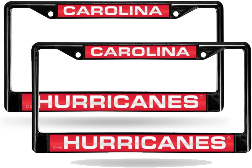 Carolina Hurricanes (Set of 2) Black Laser License Plate Frames