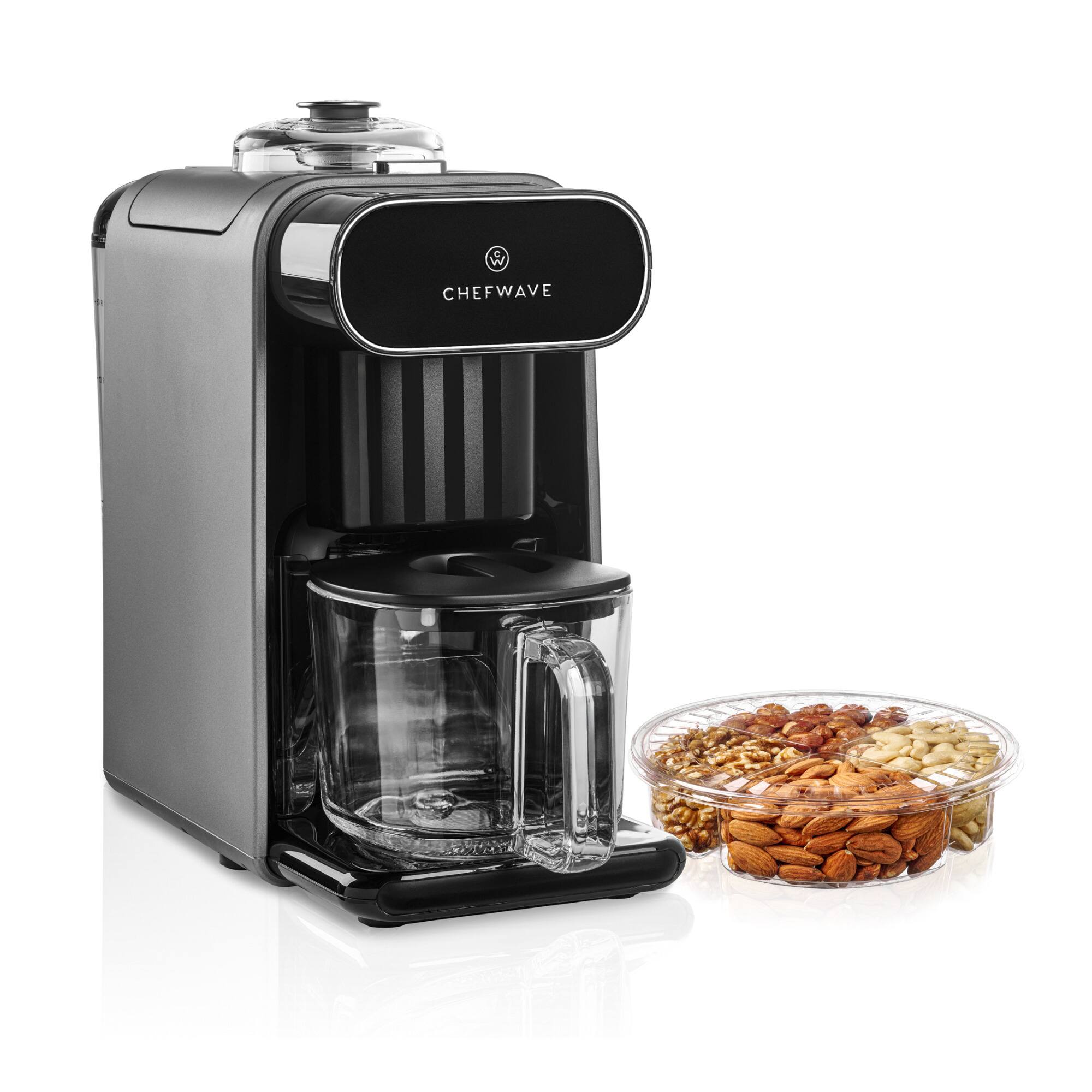 Back. ChefWave - ChefWave Milkmade Non-Dairy Milk Maker with Auto-Clean & Nut Platter - Black/Silver.
