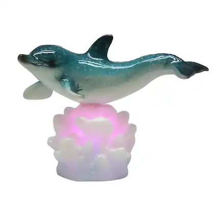 Front. FC Design - FC Design 3.5"H LED Dolphin on Coral Figurine Statue Office Desk Tabletop Home Decor Gift - Multi-Color.