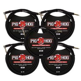 5-Pack Pig Hog 6ft 1/4" - 1/4" Right Angle 8mm Instrument Cable