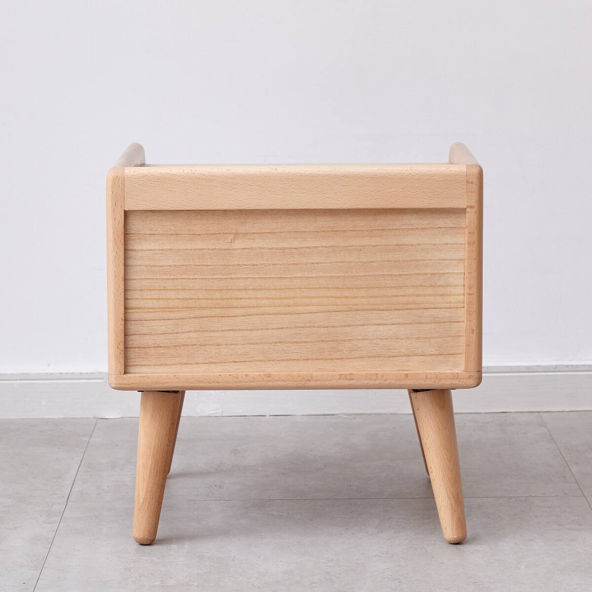 Left. Loheer - Loheer Solid Beech Wood Nightstand, Natural Wood Bedside Cabinet - Natural.