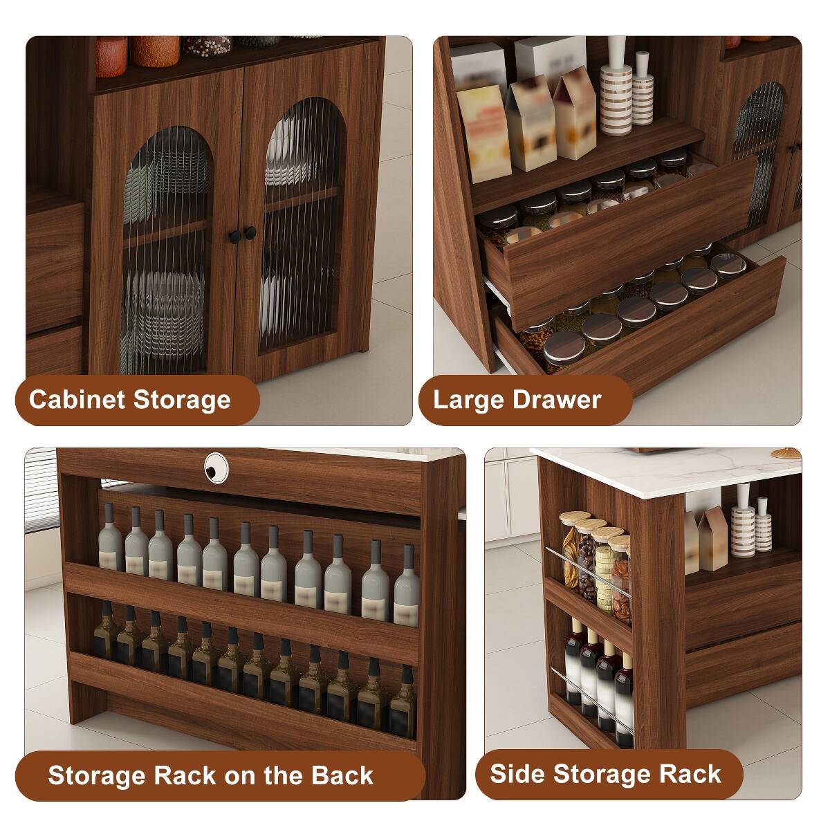 Cabinet Storage  
Large Drawer  
Storage Rack on the Back  
Side Storage Rack