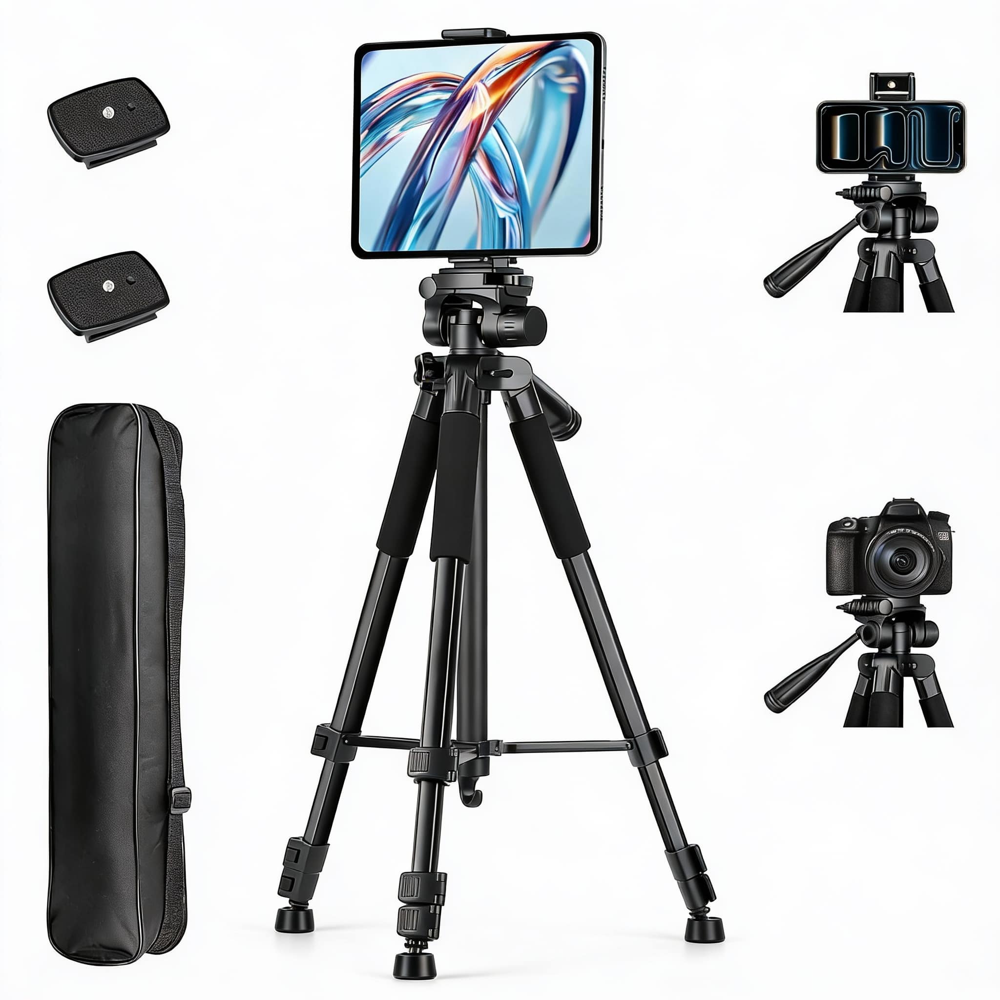 METALTON - Phone Ipad Tripod Professional Camera Stand For Tablet With 2 in 1 Holder Carry Bag Extendable Travel Cellp - Default