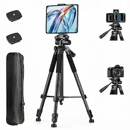 OMOMMD - Phone Ipad Tripod Professional Camera Stand For Tablet With 2 in 1 Holder Carry Bag Extendable Travel Cellp - Default