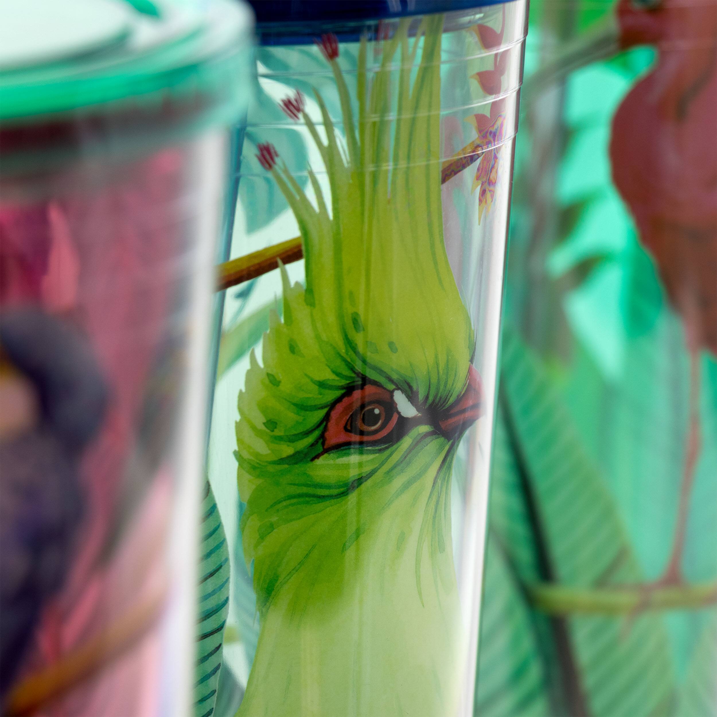 Alt View 7. Gibson - Gibson Home Tropical Bird 4 Piece 23.6 Ounce Double Wall Tumbler Set with Straw in Assorted Designs - Assorted.
