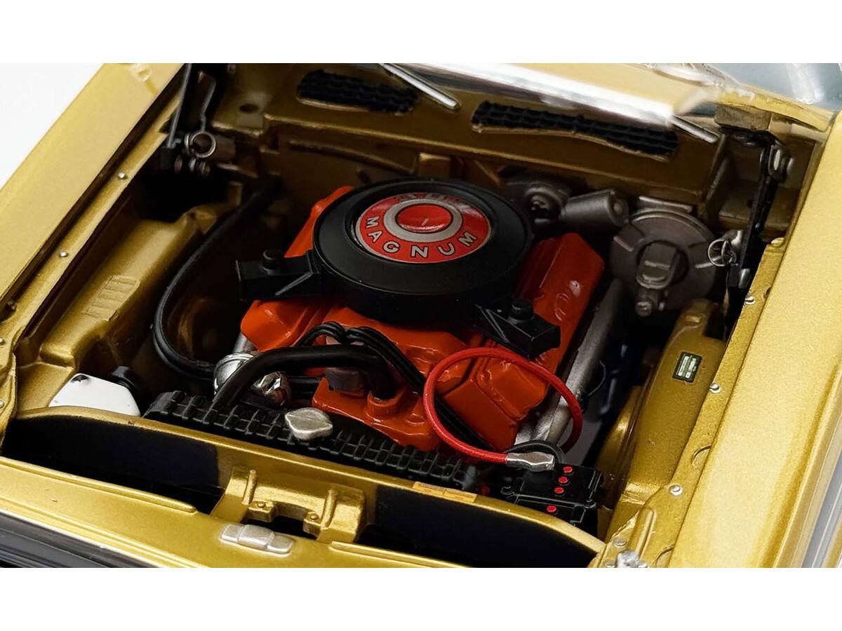 Angle. ACME - 1971 Dodge Challenger R/T GY8 Gold Metallic Black Stripes Vinyl Top Limited 360pcs 1/18 Diecast by ACME - Gold Metallic.