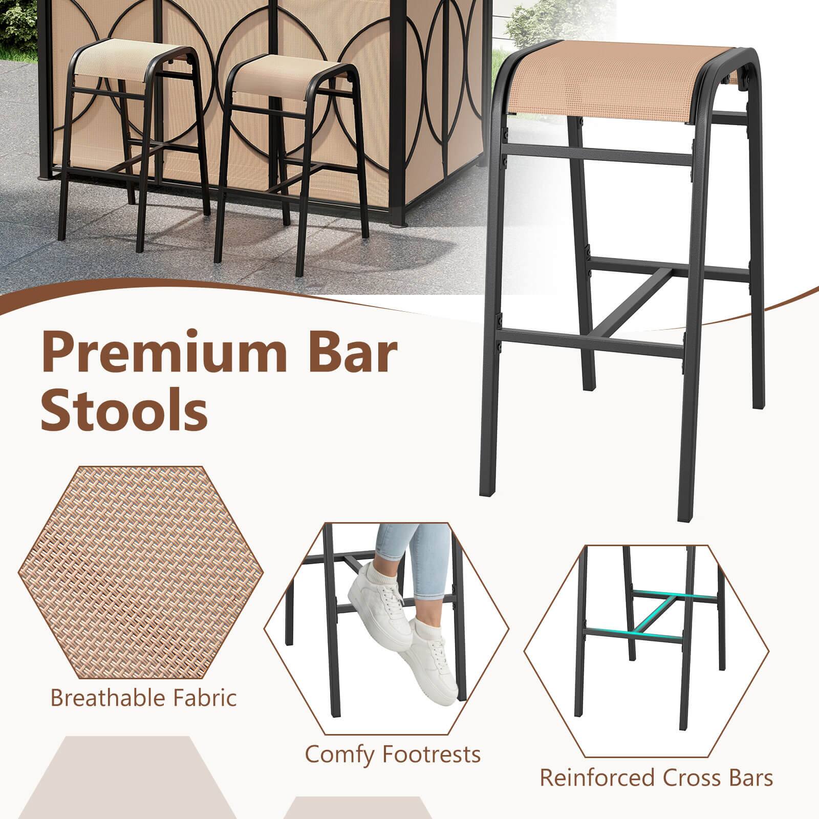 Premium Bar Stools

- Breathable Fabric
- Comfy Footrests
- Reinforced Cross Bars