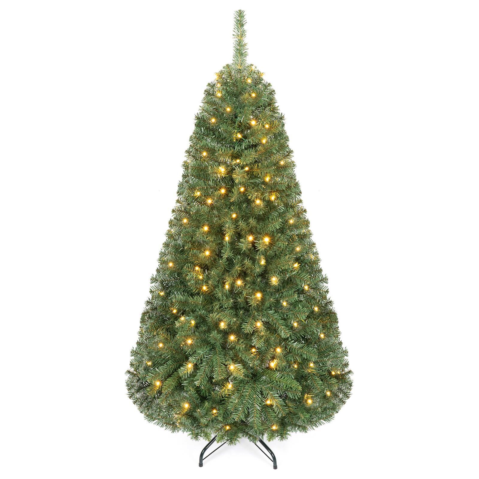 Alt View 9. Costway - Costway 5 FT Prelit Christmas Tree with 150 LED Lights & 600 PVC Branch Tips, Metal Stand - Green.