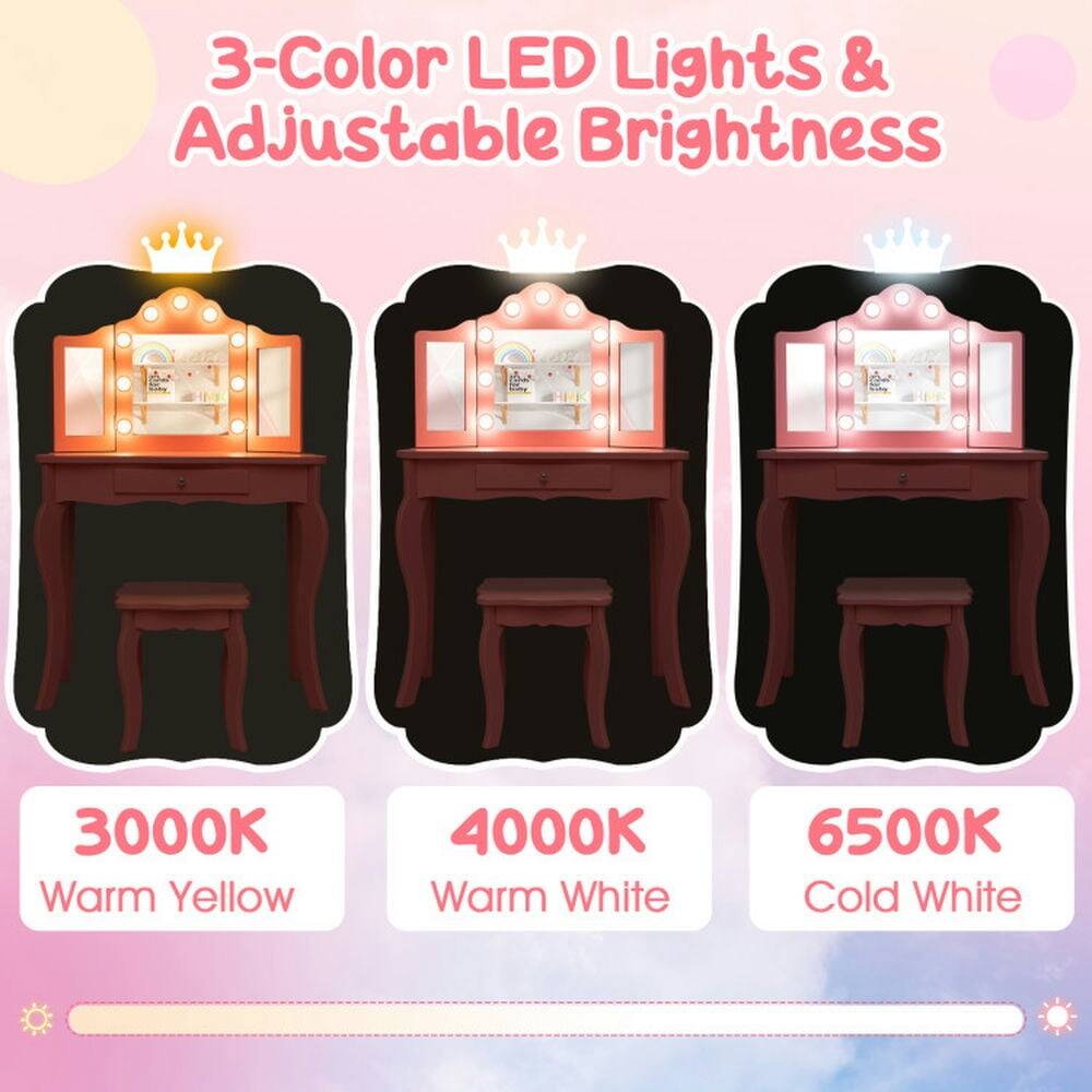 3-Color LED Lights & Adjustable Brightness  
3000K Warm Yellow  
4000K Warm White  
6500K Cold White