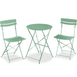Best Choice Products - 3-Piece Small Bistro Set, Folding Patio Furniture Set of 2 Chairs and Table - Sage