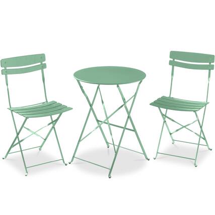 Front. Best Choice Products - Best Choice Products 3-Piece Small Bistro Set, Folding Patio Furniture Set of 2 Chairs and Table - Sage - Sage.