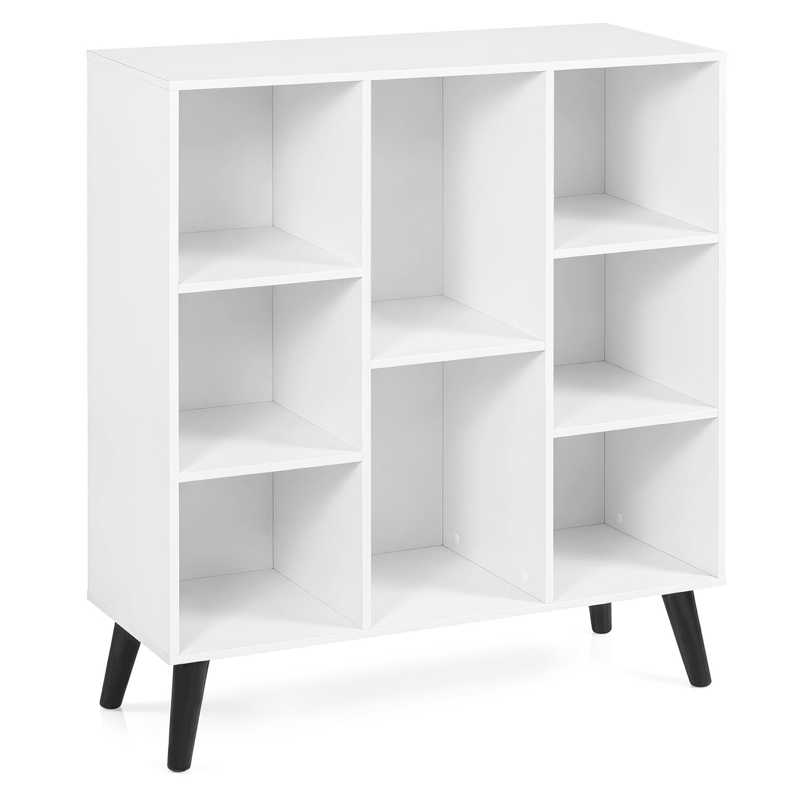 Costway 8 Cube Bookshelf, 3 Tier Bookcase with Elevated Metal Legs for ...