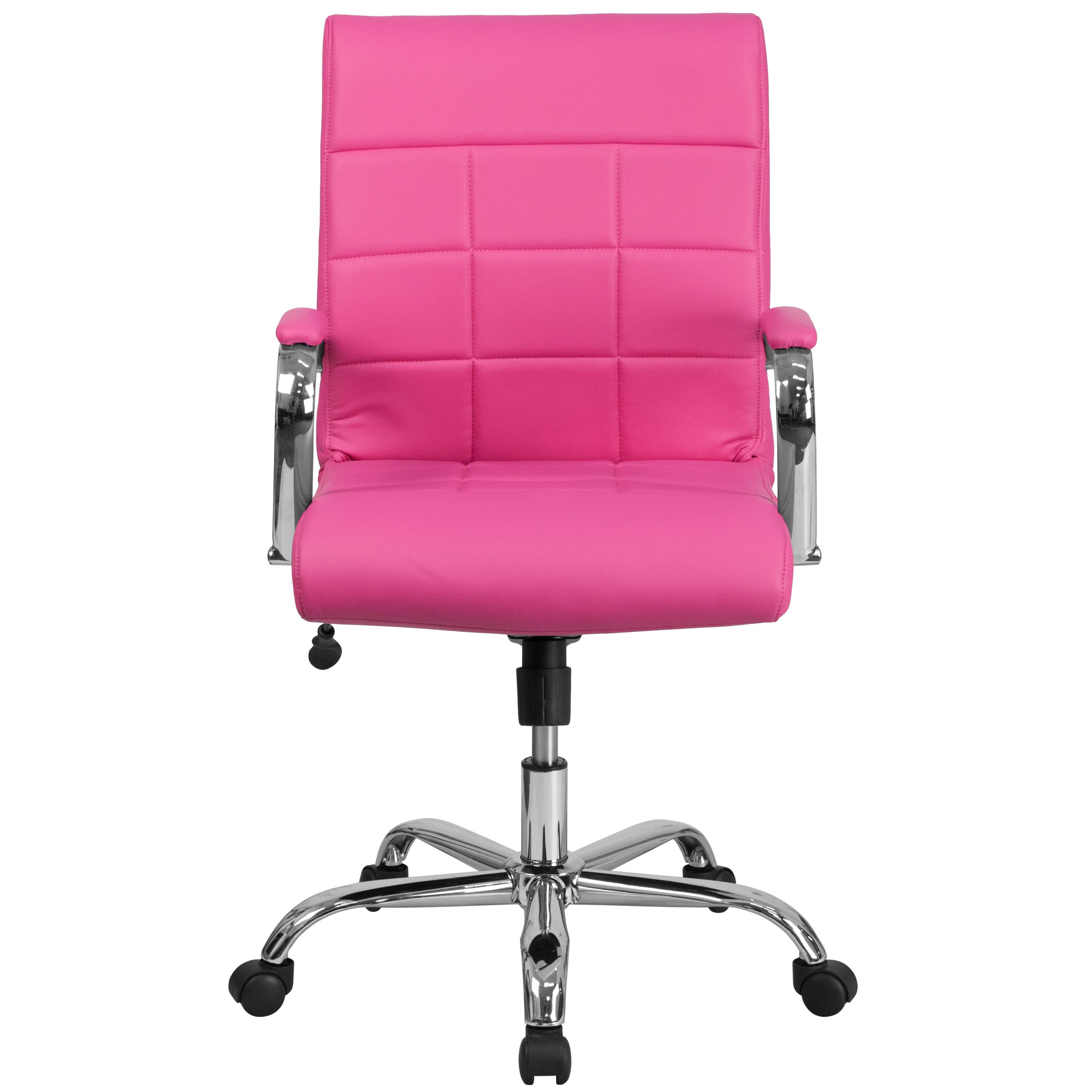 Alt View 7. Emma + Oliver - Mid-Back Vinyl Executive Swivel Office Chair with Chrome Base and Arms - Pink.