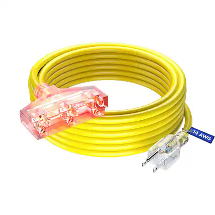 Front. Maximm - Extension Cord 30 ft, Extension Cord with Multiple Outlets, SJTW 14 Gauge ETL Listed - Yellow.