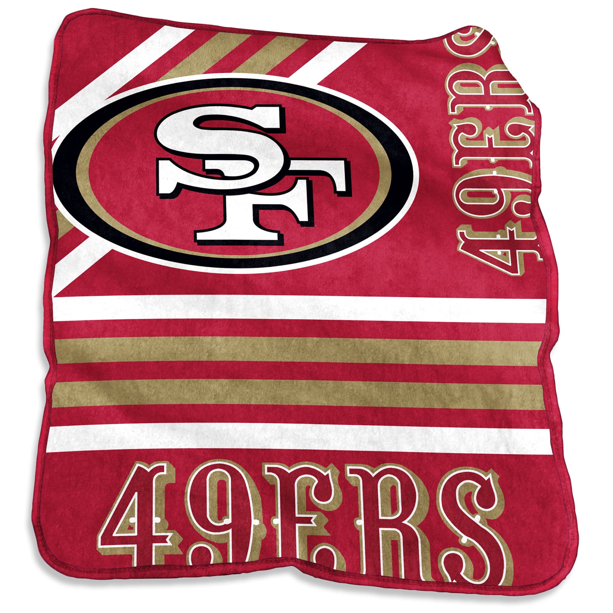 Logo Brands - San Francisco 49ers 50'' x 60'' Plush Raschel Throw - Multicolor