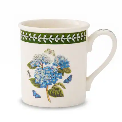 Front. Portmeirion - Portmeirion Botanic Garden Etchings Breakfast Mug, Hydrangea - Multicolored.