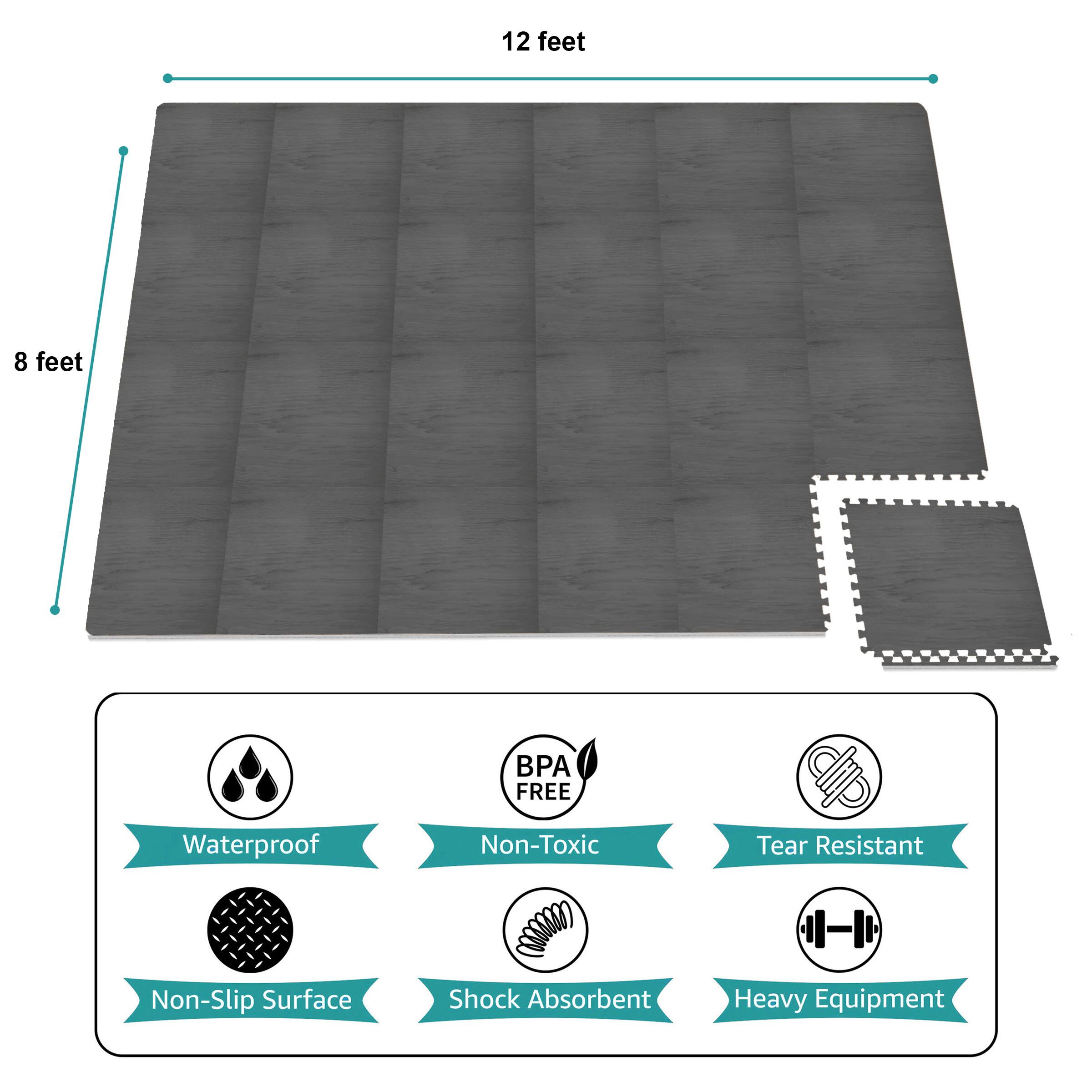 12 feet x 8 feet  
BPA FREE  
Waterproof  
Non-Toxic  
Tear Resistant  
Non-Slip Surface  
Shock Absorbent  
Heavy Equipment