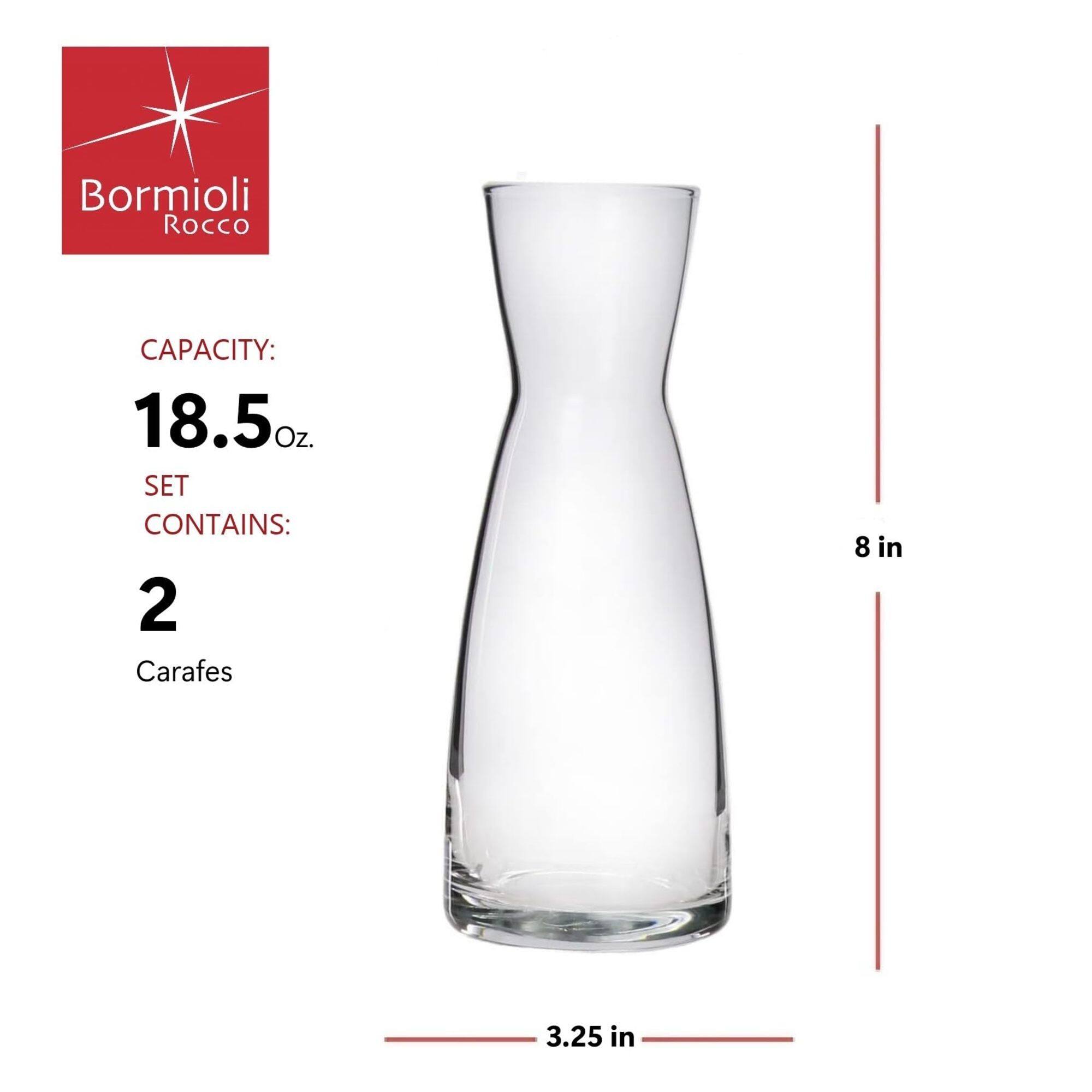 Bormioli Rocco  
CAPACITY: 18.5 Oz.  
SET CONTAINS: 2 Carafes  
8 in  
3.25 in
