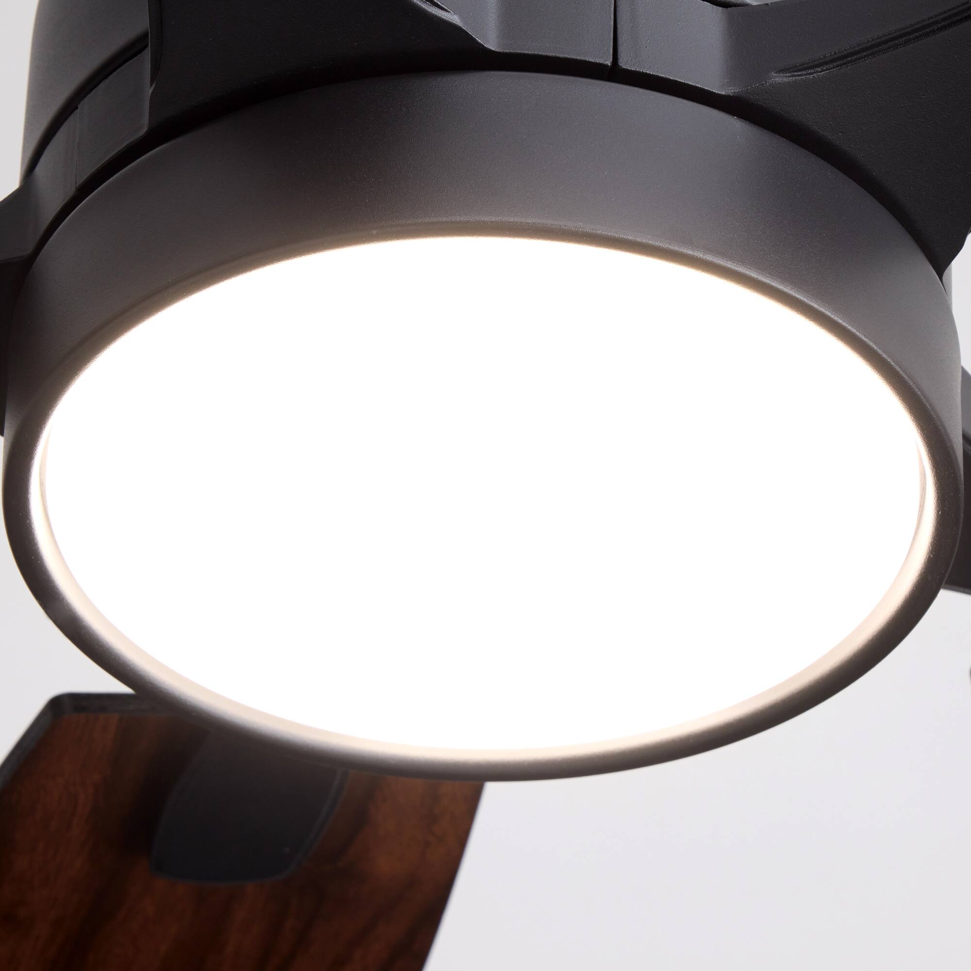 Alt View 6. Siljoy - 52 Inch Modern Walnut Wood 5 Blade LED Ceiling Fan Light Flush Mount for Bedroom Living Room Foyer - Walnut Wood.