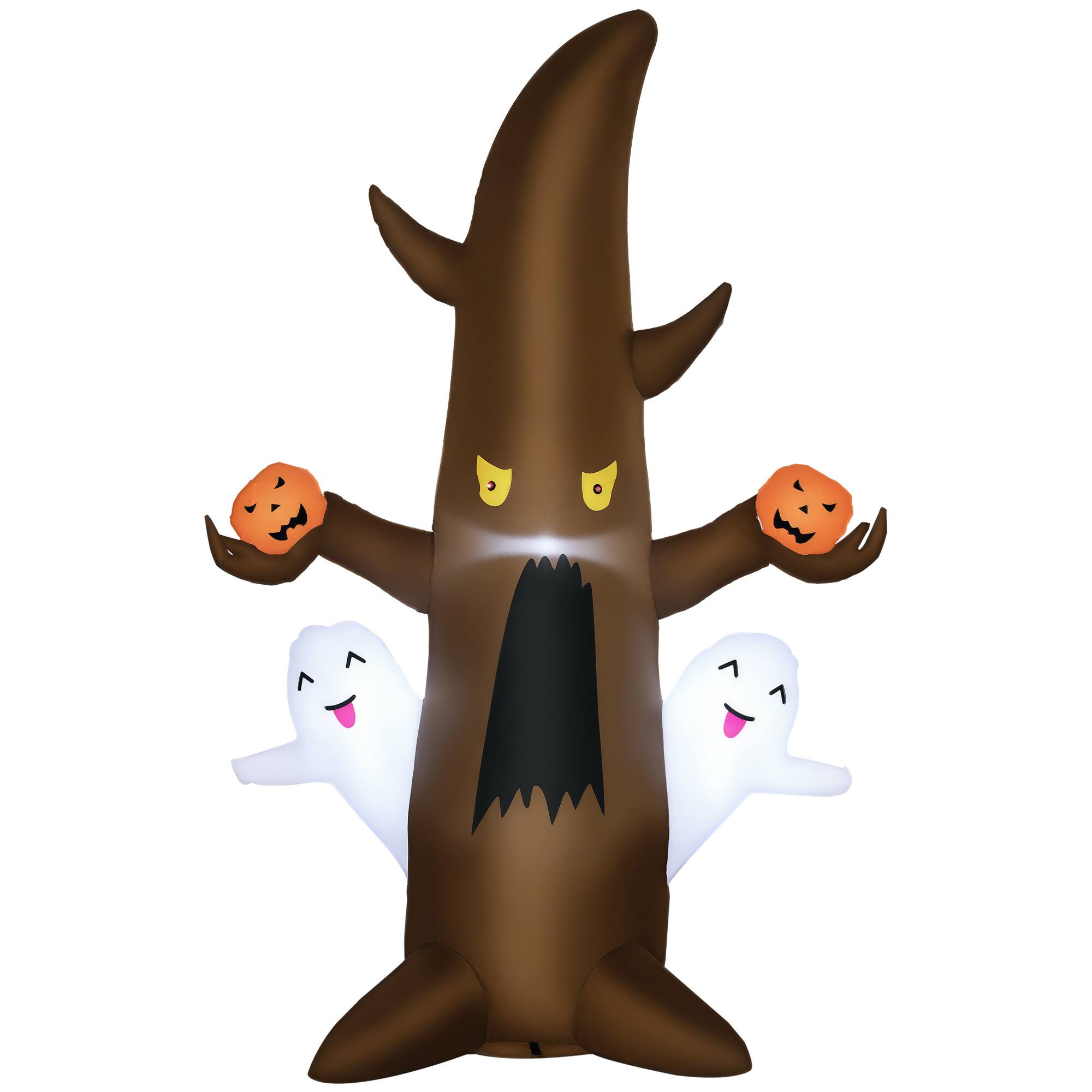Outsunny - 5' Halloween Inflatables Outdoor Decorations Ghost Tree with Pumpkins, Blow-Up LED Yard Decor Indoor Outdoor for Garden - Brown