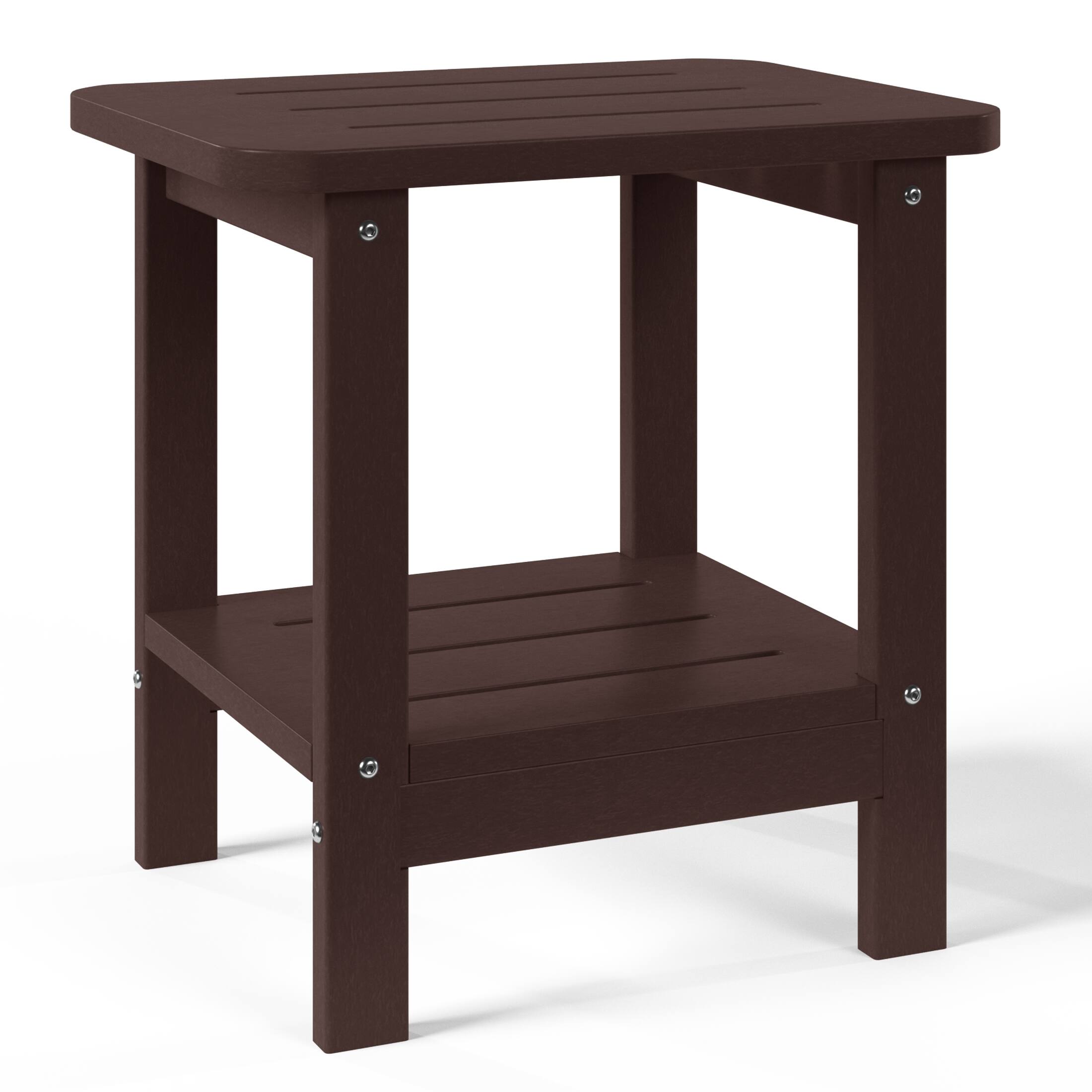 Left. WestinTrends - WestinTrends Aruba 2-Tier Outdoor HDPE Modern Adirondack Square Patio Side Table - Dark Brown.