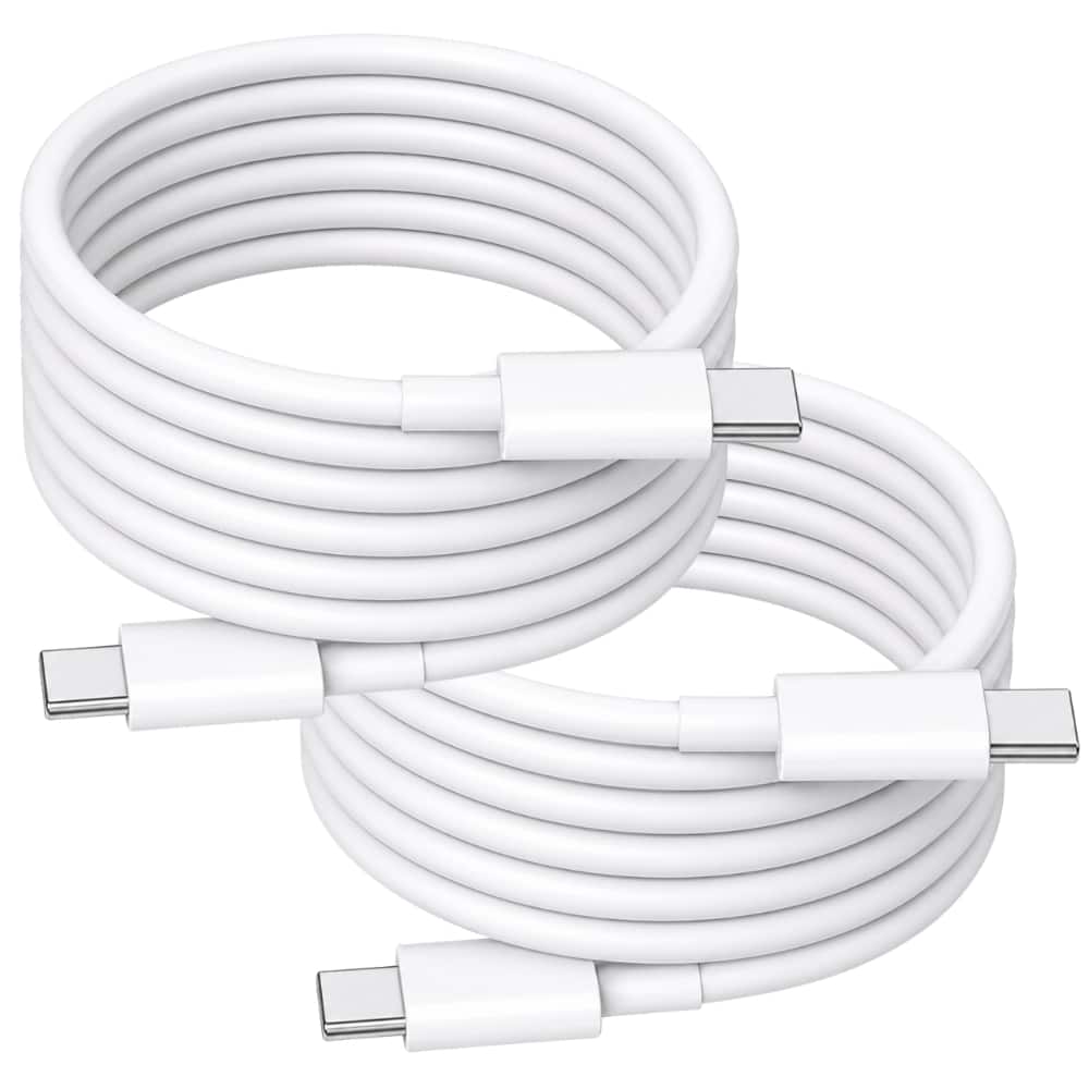Qixxronics - 2PCS USB C to USB C Cable 6FT for iPhone 17/16/15/Pro Max, 17e/17Air, TypeC Charger Cord for iPad Pro/Air/Mini & MacBook - White