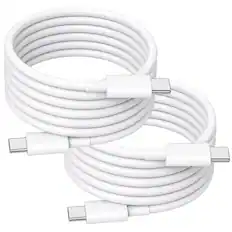 Front. Qixxronics - 2PCS USB C to USB C Cable 6FT for iPhone 17/16/15/Pro Max, 17e/17Air, TypeC Charger Cord for iPad Pro/Air/Mini & MacBook - White.
