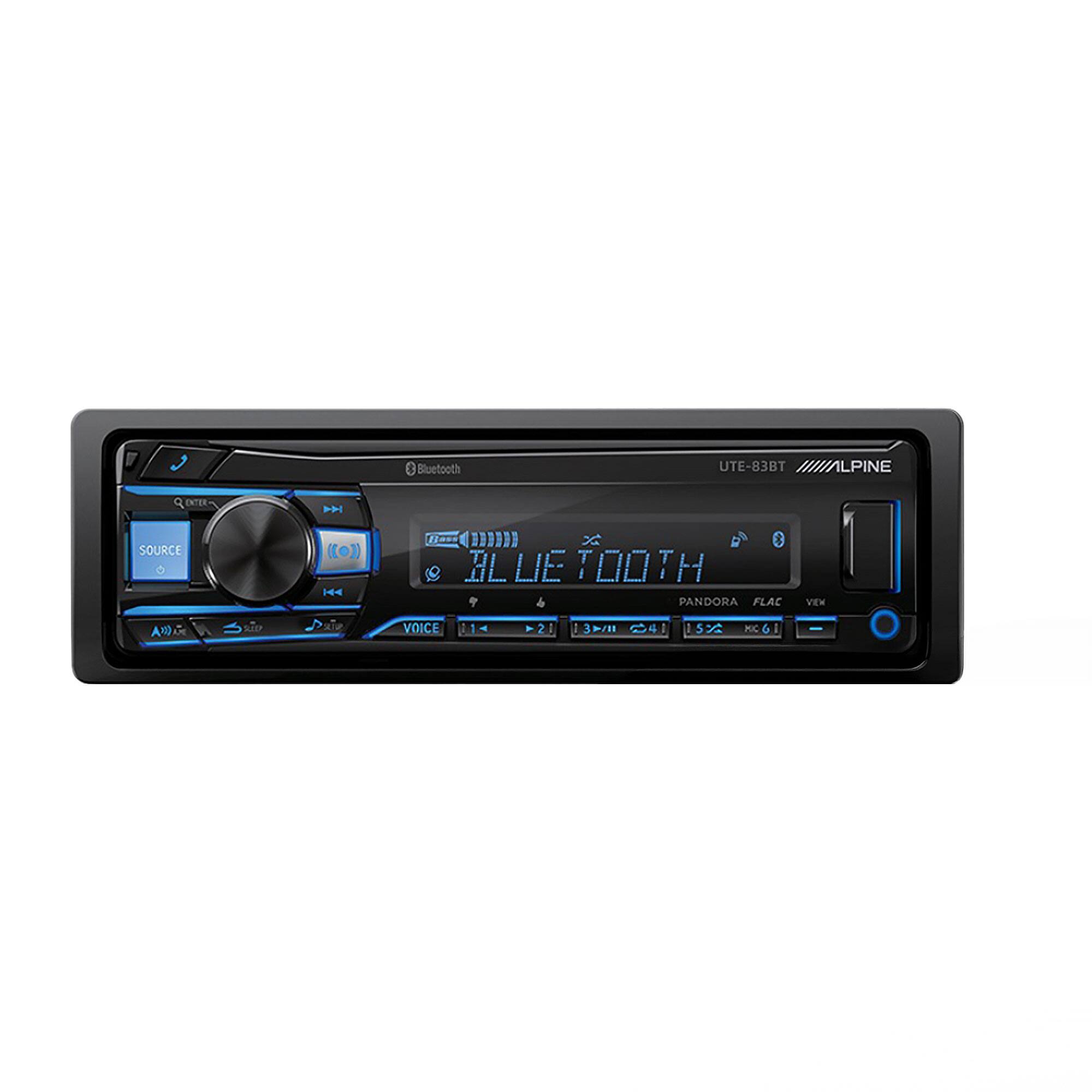 Bluetooth UTE-83BT 1LPINE ENTEE- SOURCE ((o)) H m X $ BLUE TOOTH . 4 PANDORA FLAC VIW A S  VOICE  2 HV4E C4 1 5 5 MIC 6