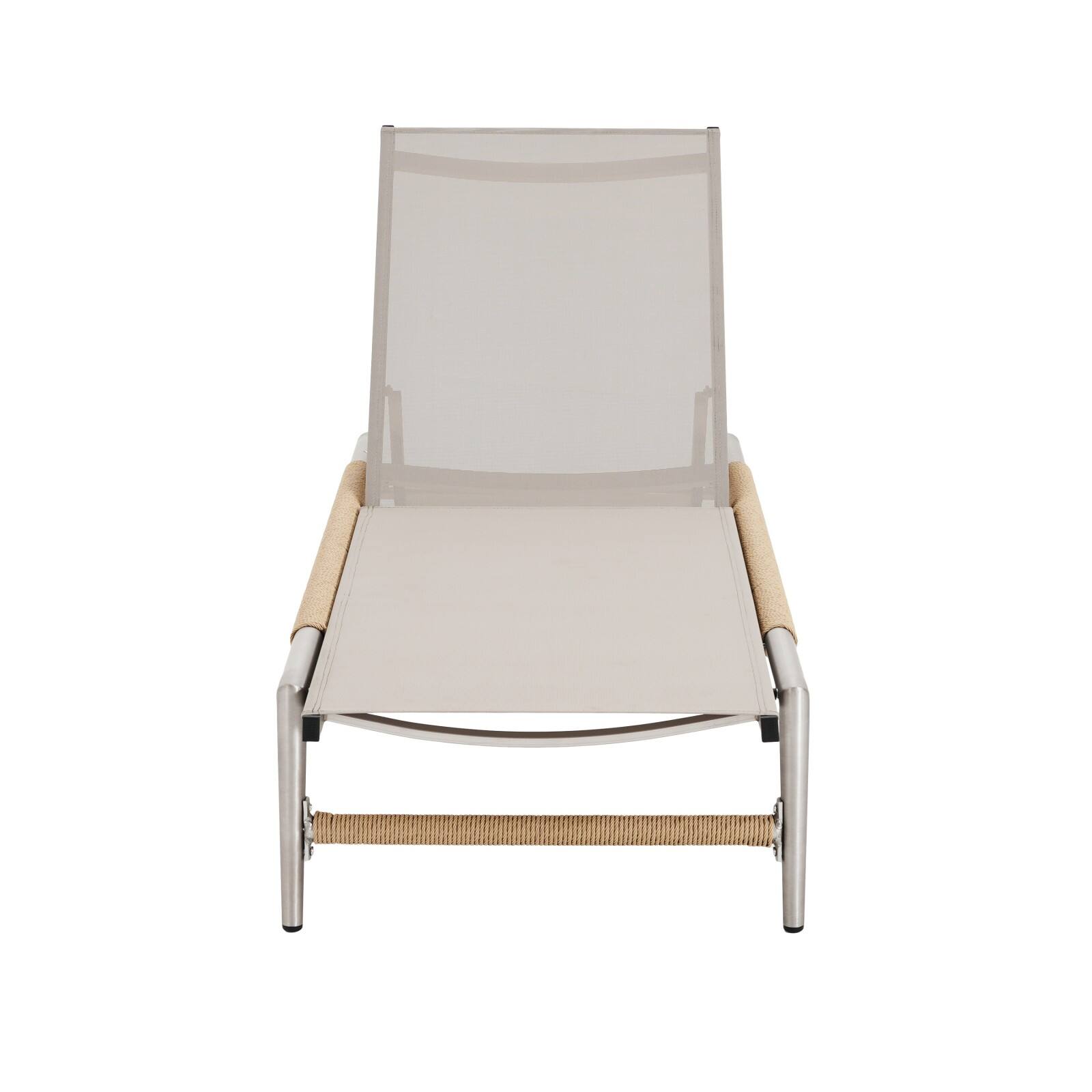 Alt View 3. Ecooso - Outdoor Aluminum Chaise Lounge with Breathable Mesh Seat, Ergonomic Design, and Rust-Resistant Lightweight Frame - Natural,Silver.