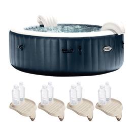 Intex - PureSpa Plus Portable Inflatable Hot Tub, 85x28", w/ 4 Cup Holders & Trays - Blue