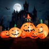 Front. Joyfy - 7 ft Halloween Inflatable Pumpkin with Witch's Cat Decorations Inflatables with Build-in LED, Outdoor Blow Up Yard Decor - orange.