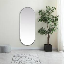 Elegant Decor - Metal Frame Oval Mirror 24x60 Inch - Silver