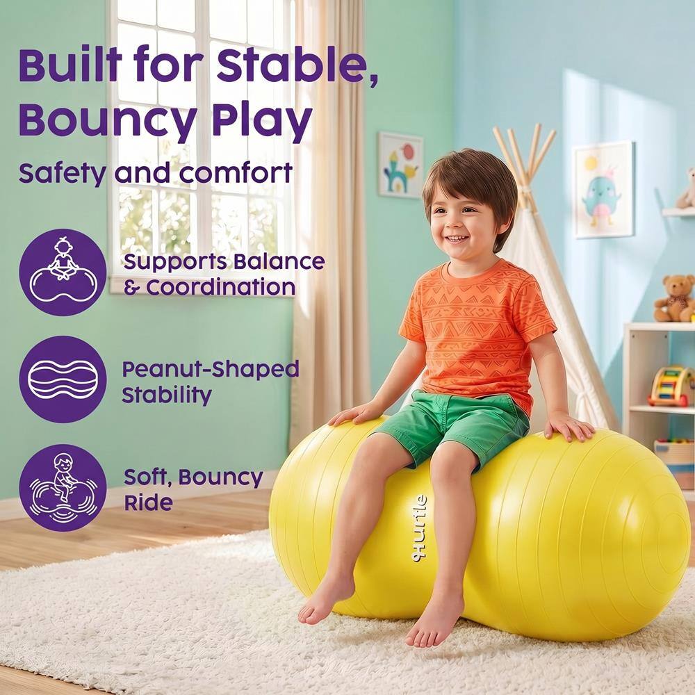 Built for Stable, Bouncy Play  
Safety and comfort  
Supports Balance & Coordination  
Peanut-Shaped Stability  
Soft, Bouncy Ride
