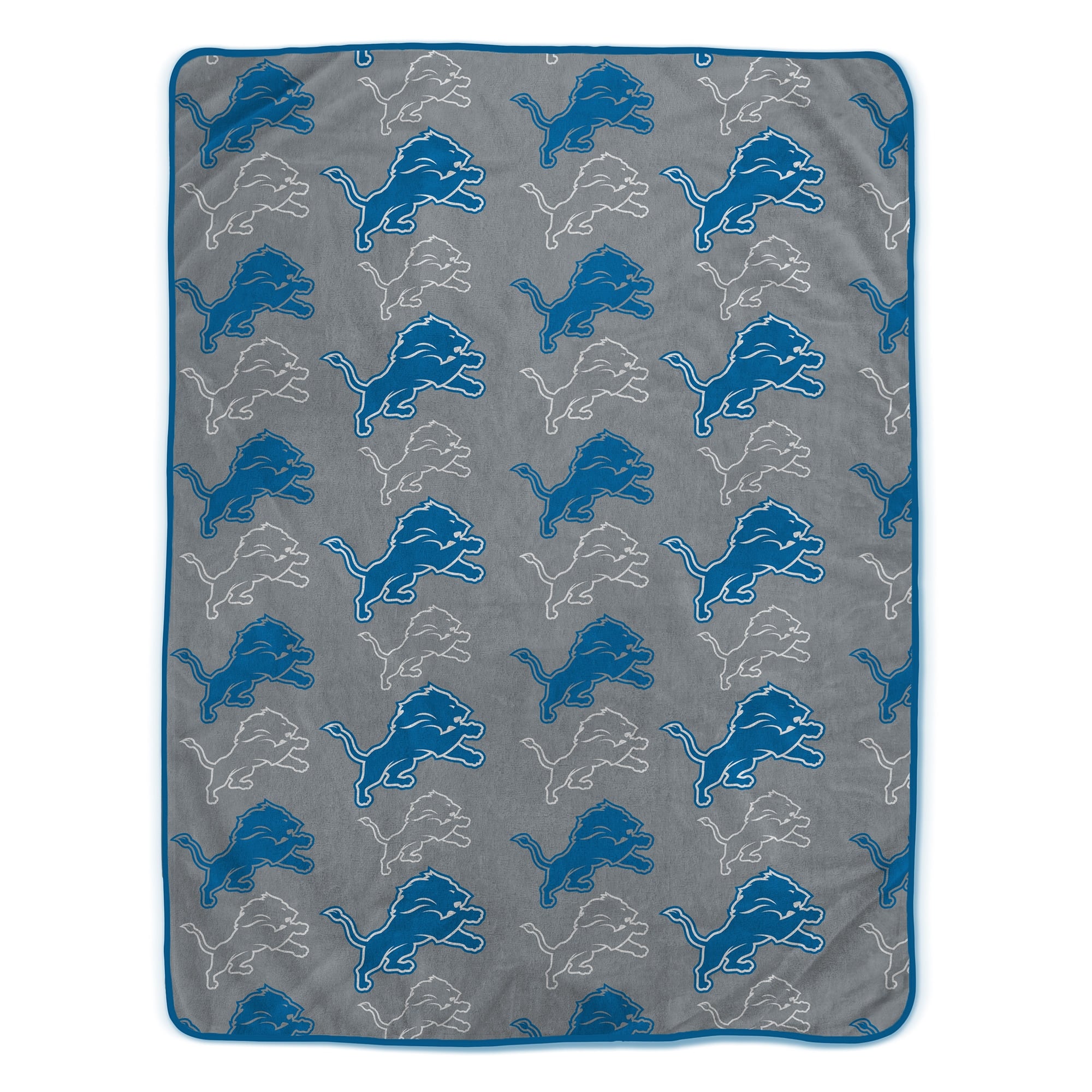Front. Pegasus - Detroit Lions 66" x 95" Oversized Logo Roll Ultra Cozy Blanket - Multicolor.