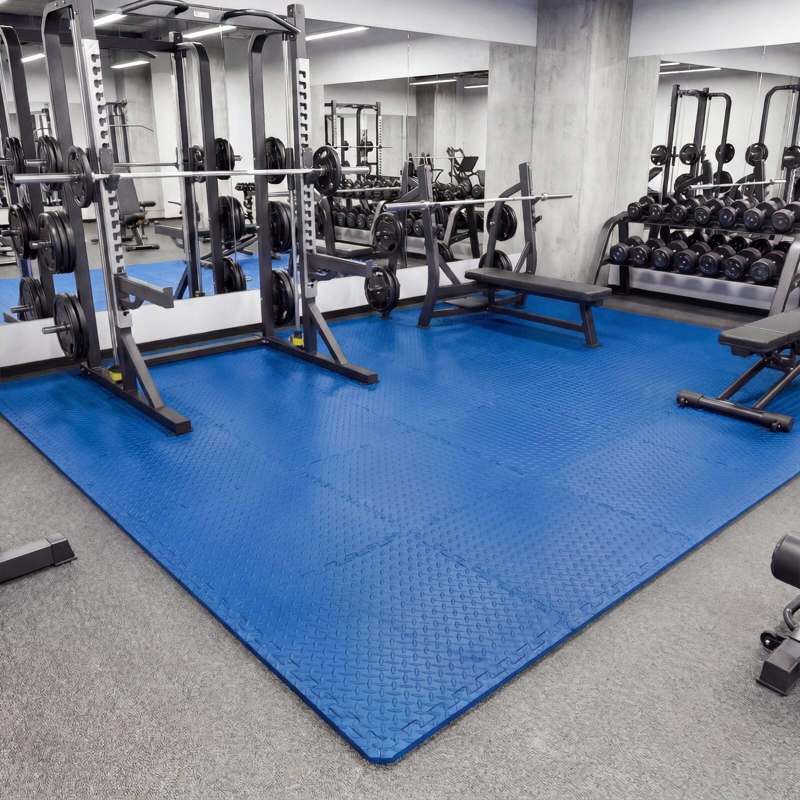 Alt View 1. Costway - Costway 24 Tiles 25" x 25" Puzzle Exercise Mat with Borders for Home Gym Playroom 104 sq.ft - Blue.