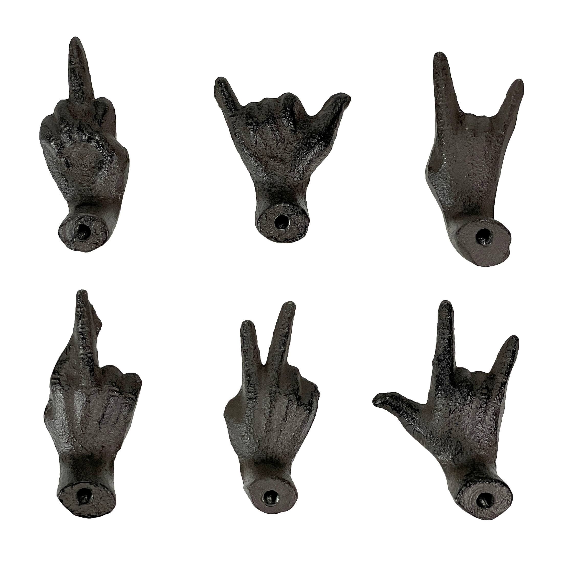 Alt View 7. Zeckos - Set of 6 Black Cast Iron Hand Cabinet Knobs SLA Rustic Drawer Pulls - Black.